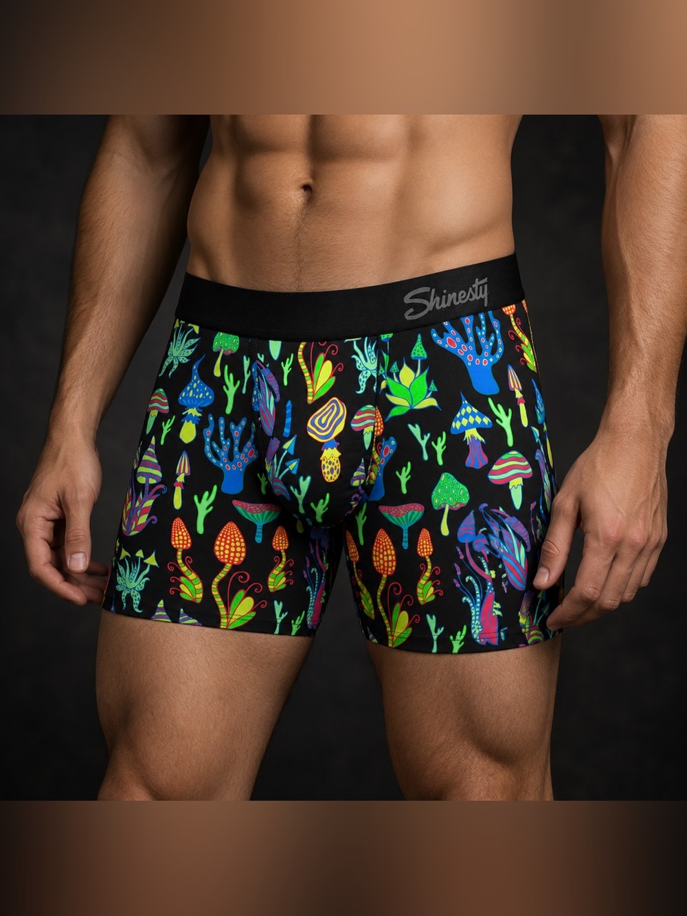 Shinesty The Super Shroom Ball Hammock Boxer Briefs Neon Mushrooms Men L